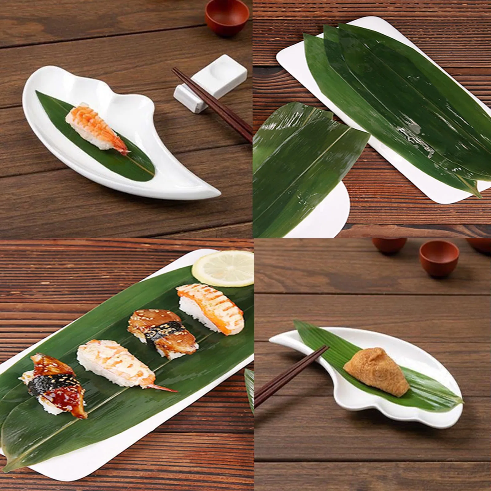 Fresh Bamboo Leaf Sushi Plate Chinese Dragon Boat Festival Snacks Wrapped in Leaves Party Leaf Plate Decor
