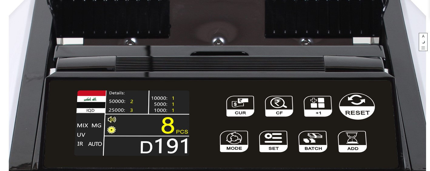 Al-7100 Currency Bill Money Cash Banknote Counting Machine with Touch Keypad UV Mg IR Detection TFT Display
