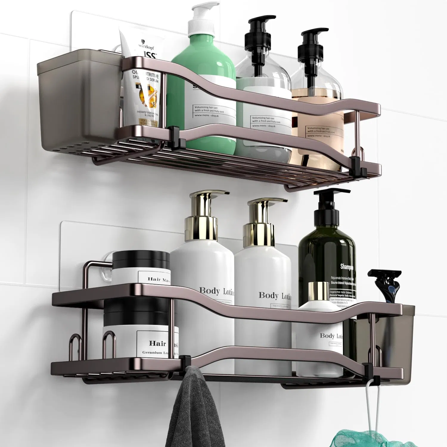 Hot Sale Bathroom Organizer Adhesive Shelves Hooks Stainless Steel Storage Bathtub Rack
