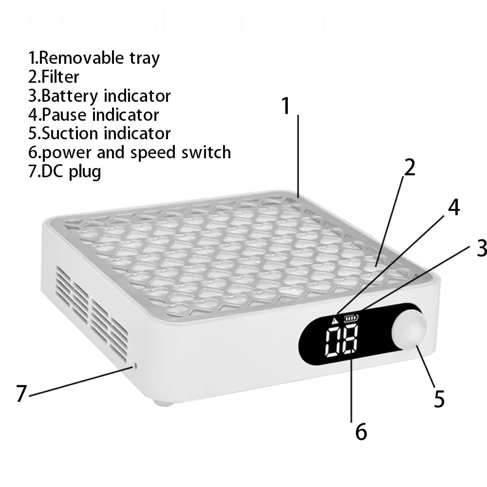 New Arrival Nail Vacuum Cleaner with Strong Suction Solid ABS Metal Square Nail Supplies