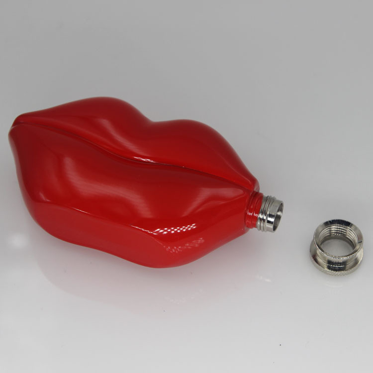 5oz Red Lip Mini Stainless Steel Hip Flask Creative Irregular-Shaped Wine Bottle