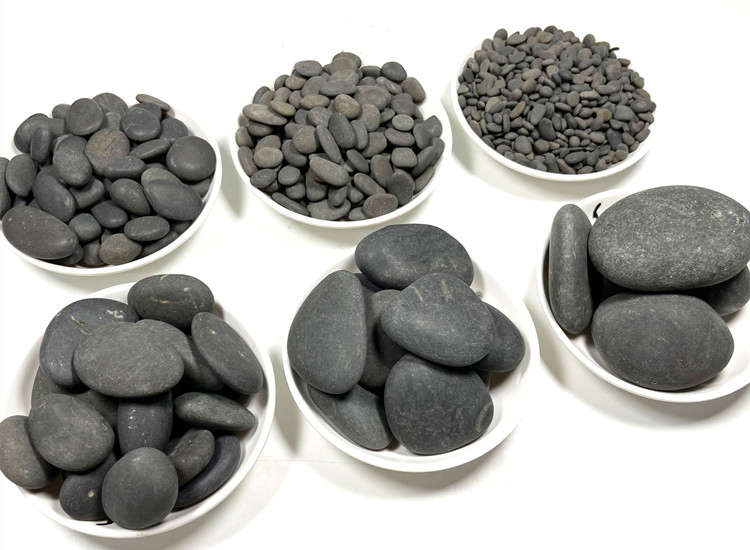 Grey Black Natural River Stones for Garden Decor Pebbles