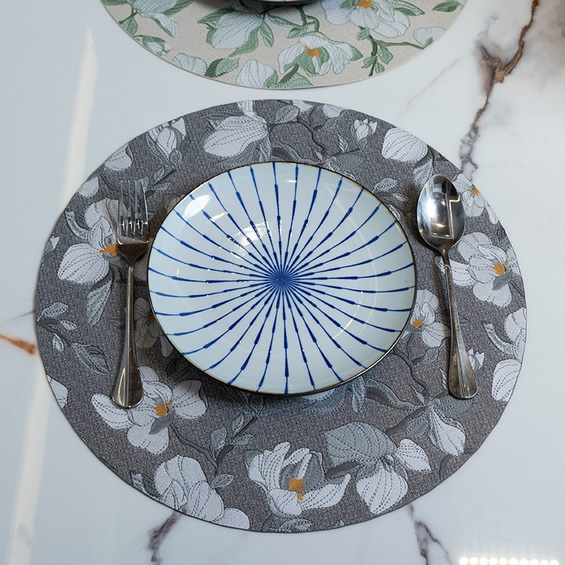 High-Grade Round Leather Table Mat Classic Style PVC Kitchen Wedding Placemat