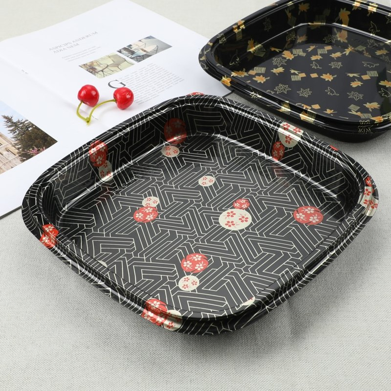 Recyclable Square Plastic Sushi Tray Food Packaging Box Take Away Food Container