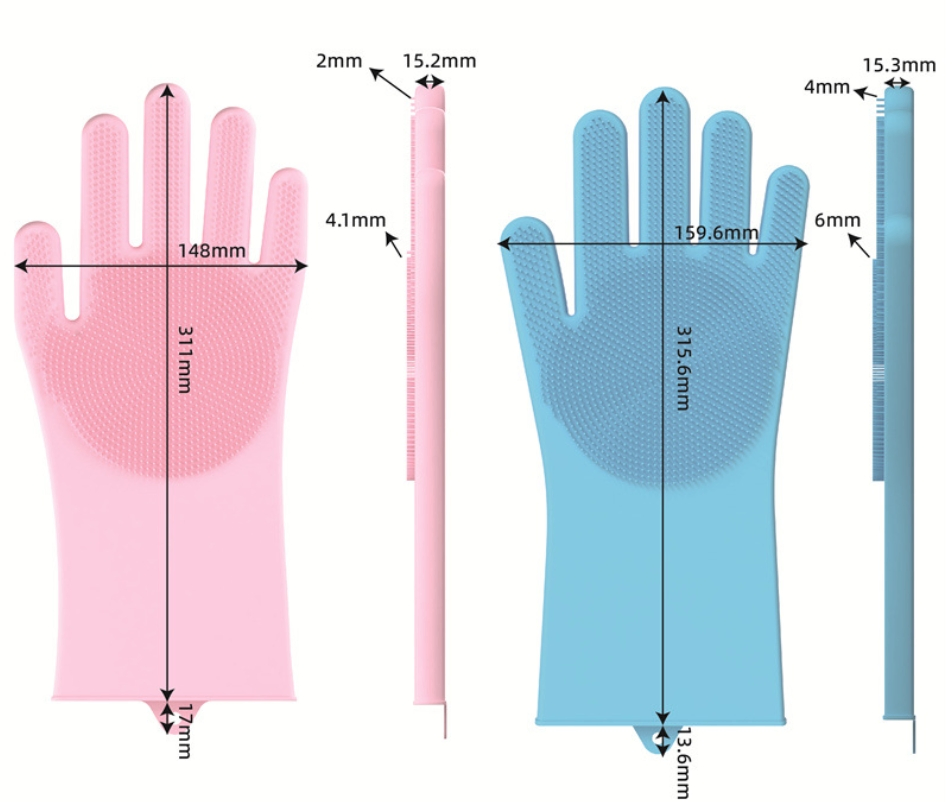 Household Heat-Insulating Silicone Gloves Thickened Kitchen Dishwashing Gloves