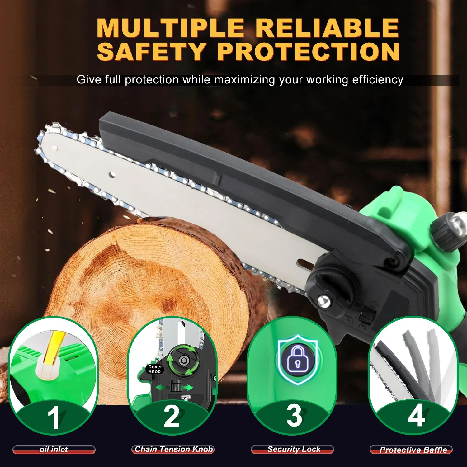 20V Brushless Mini Chainsaw with 6inch and 8inch Chain Bar