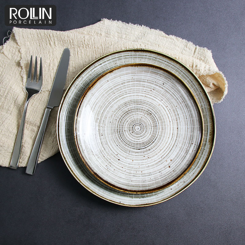 Rollin Porcelain Annul Ring Side Plates Dinnerware for Hotel and Restaurant