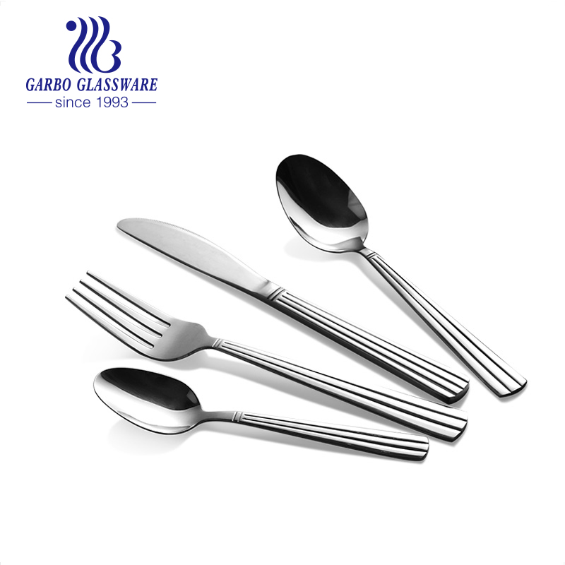 Handmade Mirror Polish 13/0 Silver Stainless Steel Cutlery Flatware Dinner Set Soup Spoon with Customized Rose Gold Engraved Pattern Design for Home Hotel Use
