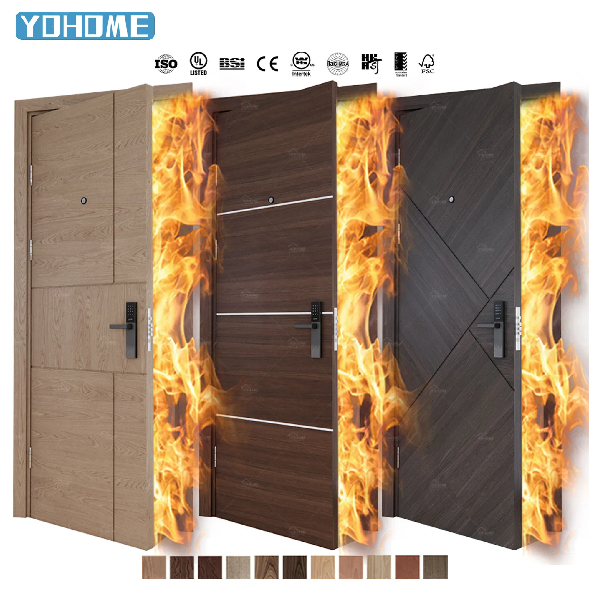 European Hotel Engineering En BS CE Certified Fire Resistant Doors Prehung Fd30 Fire Door UK Hotel Room Interior Fire Rated Door