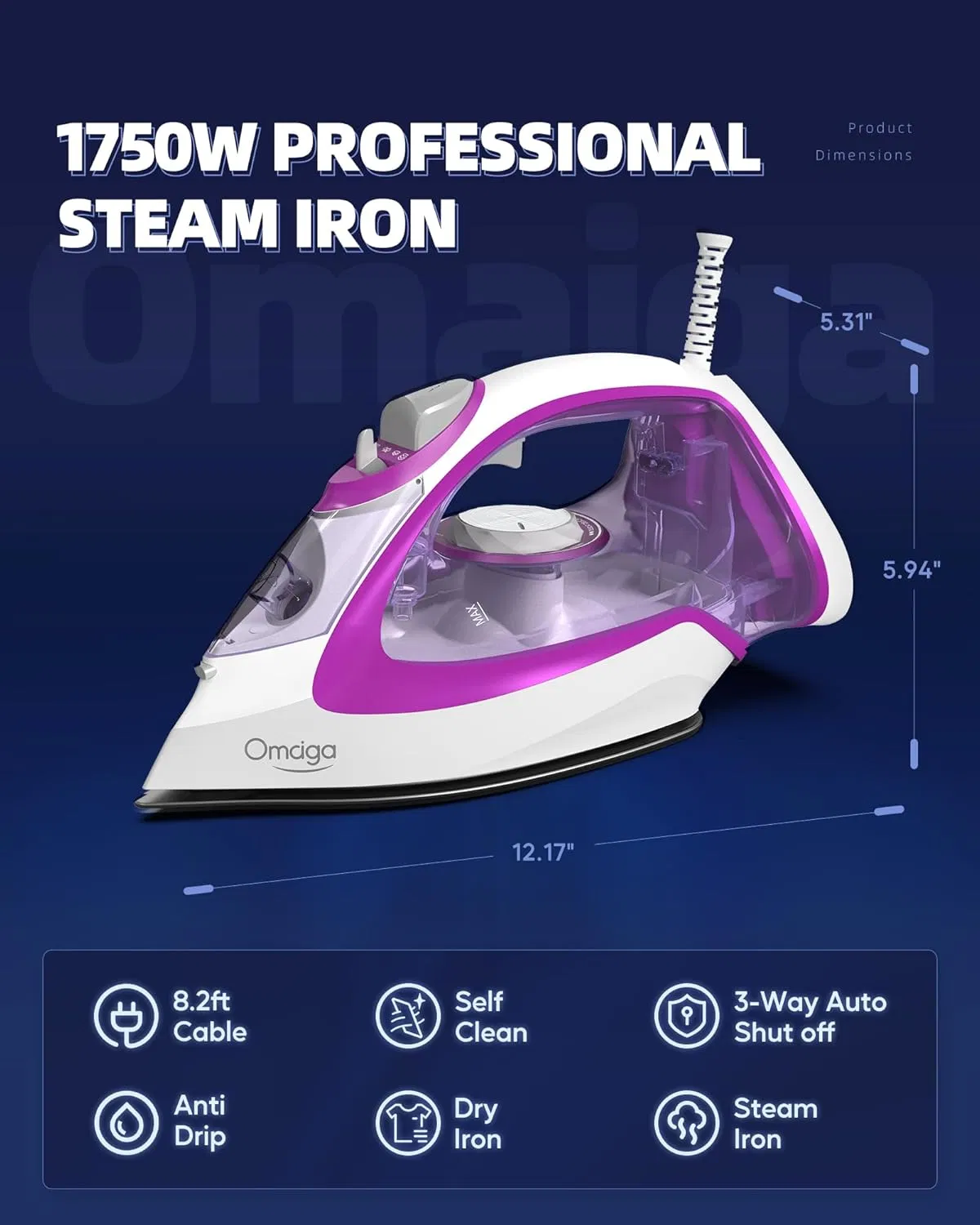 Innovative Steam Iron, Nonstick Plate, Lightweight, Perfect for Travel