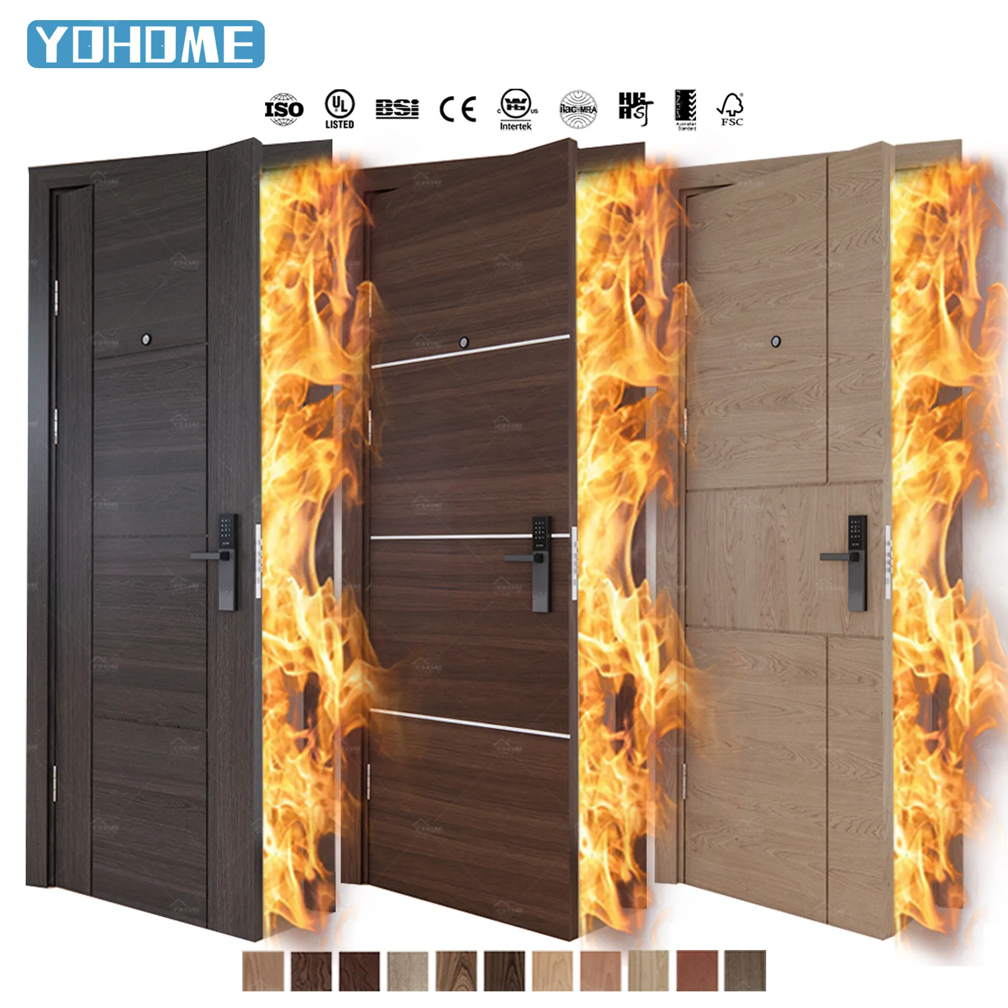 England Standard Hotel Engineering Wood Fire Door 30 60 Minute Fire Wood Door for Hotel Modern Wooden Fireproof Door