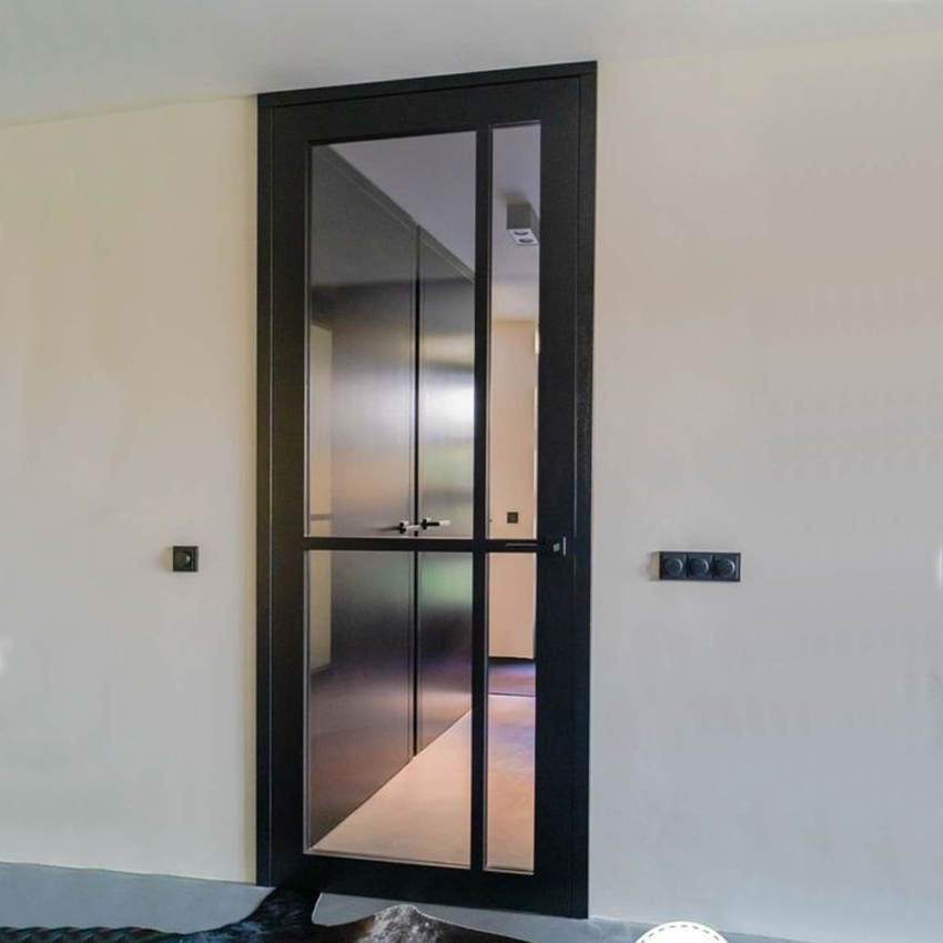 Modern Interior Golden Aluminium Frame Toilet Glass Door Swing Bathroom Door /Bathroom Door with Frosted Glass