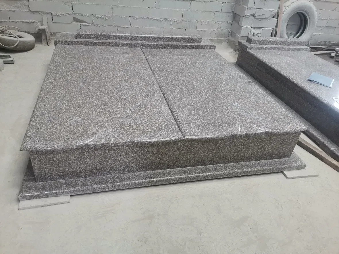 Romanian Model G664 Purple Granite Simple & Double Tombstones/Monuments with Wave Cover