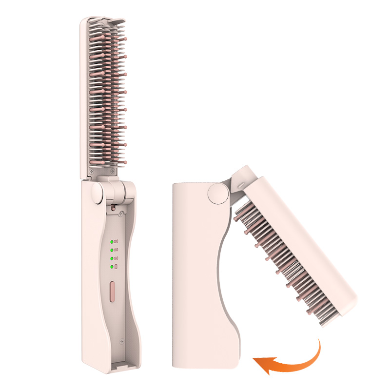 Foldable Wireless Portable Compact and Ultra Light Straight Hair Brush, Foldable with Power-off and Safety Lock