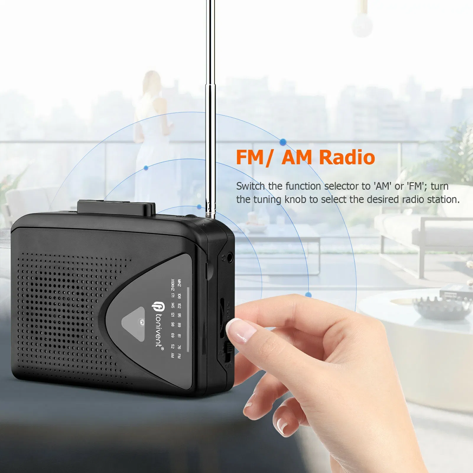 Портативный кассетный плеер Tonivent Ton009 с FM/AM радио