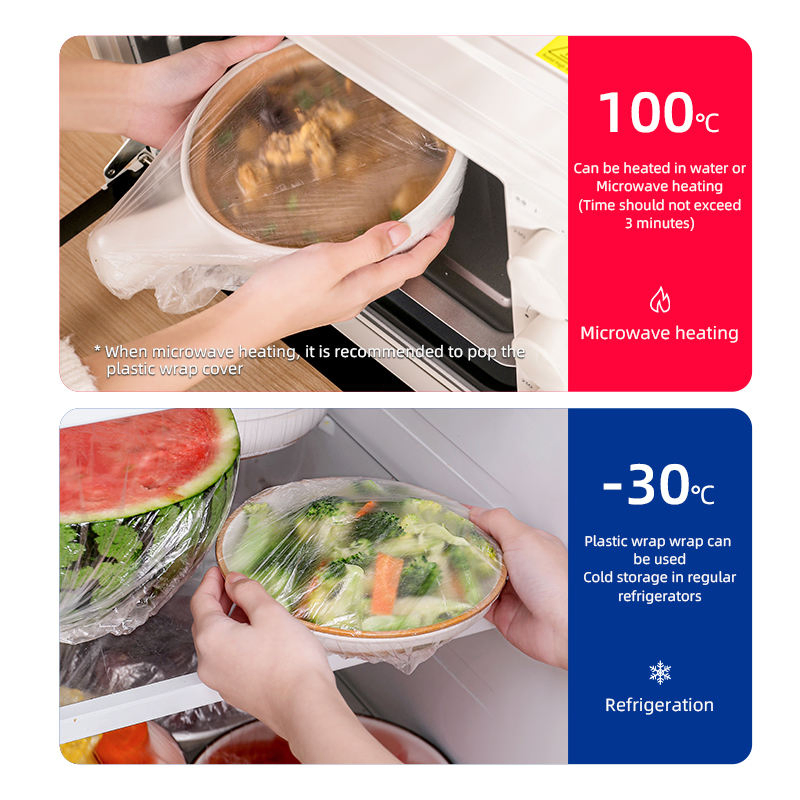 Disposable Plate Bowl Cover Transparent PE Plastic Food Fresh Bowl Food Cover Disposable Plastic Wrap Bowl Cover