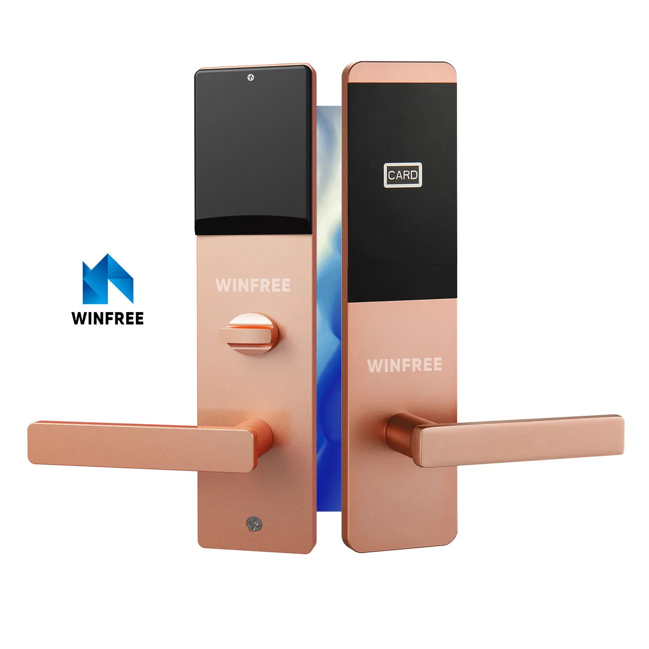 RFID Card Gold Wireless Hotel Room Digital Door Lock with Management System