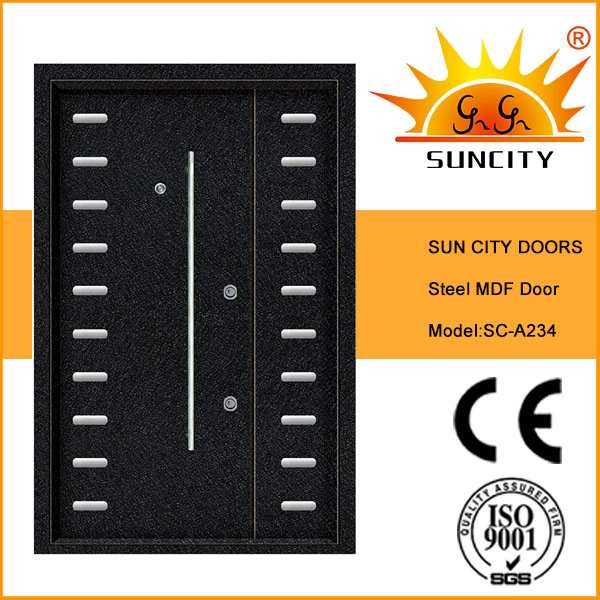 Стальная распашная дверь с разными створками и коробкой