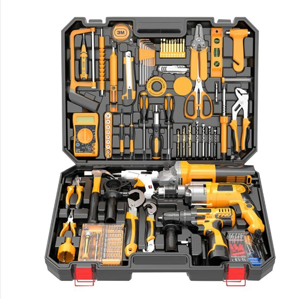 Electrical Power Combo Kit Cordless Drill Set with Hand Wrench Tool Box