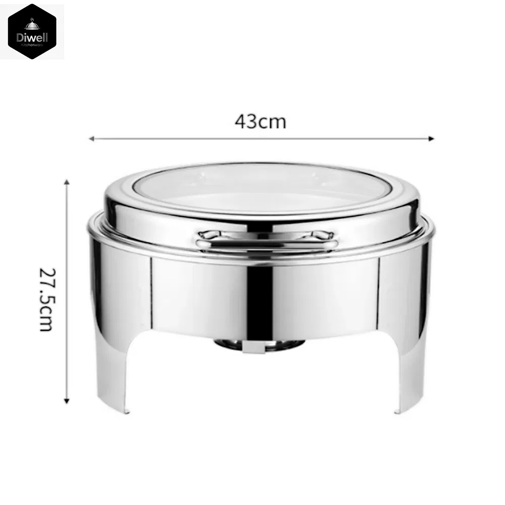 High Quality Catering Hydraulic Round Chafing Dish with Glass Lid