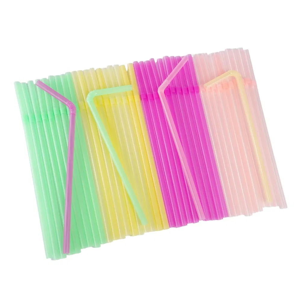Non-Slip OEM Custom Fluorescent Plastic Disposable Drinking Straw