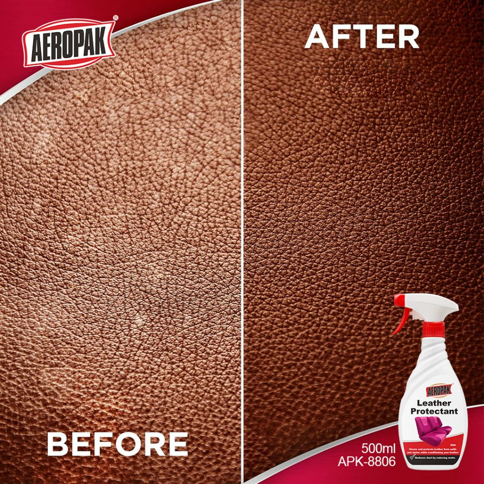 Aeropak 500ml Bottle Extends Lifespan Effective Car Leather Shine Protects Protectant Spray Conditioner for Mold & Bacteria Resistant