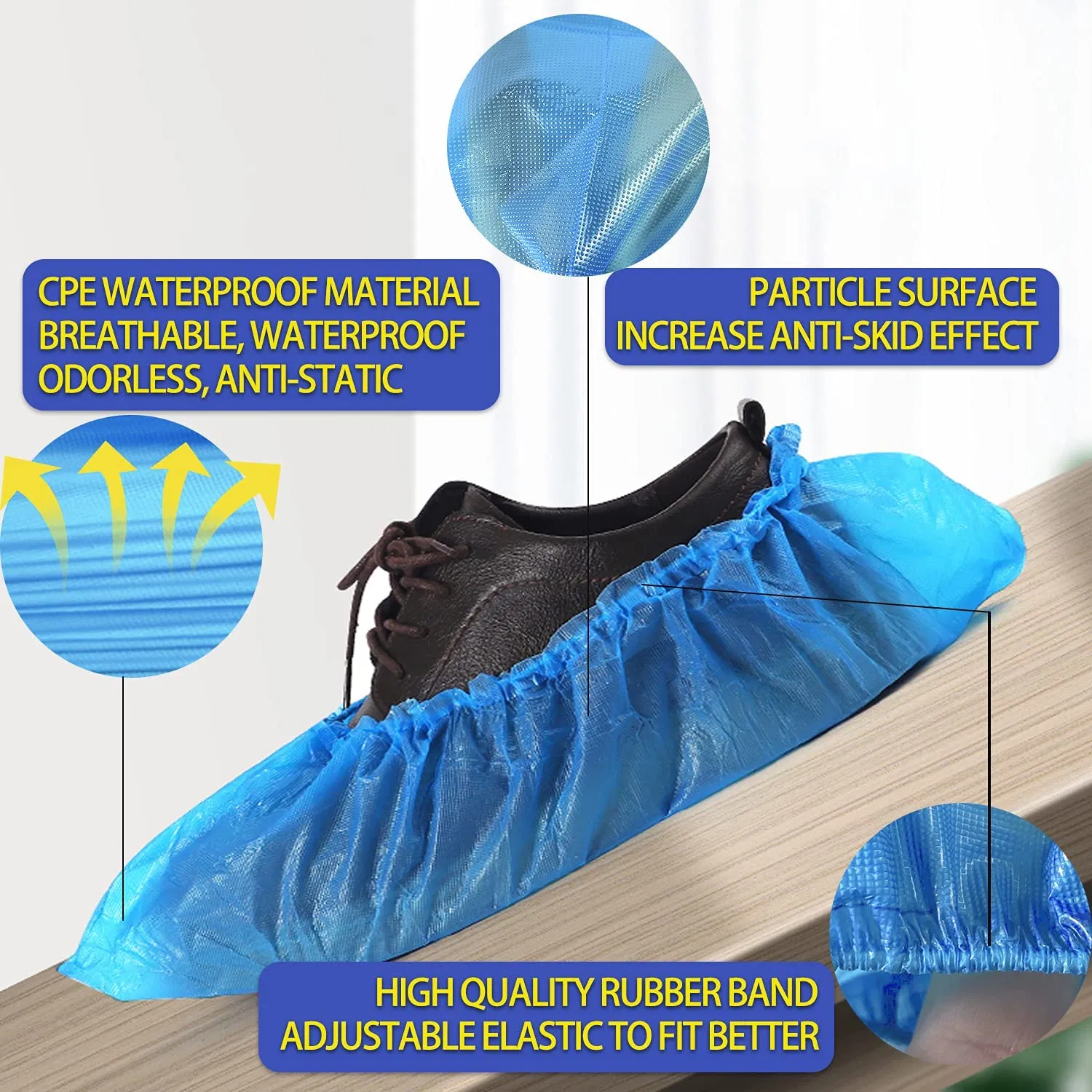 Wholesale Waterproof Non-Slip Disposable Non Woven CPE PP Shoe Cover for Home Use and Cleanroom Use