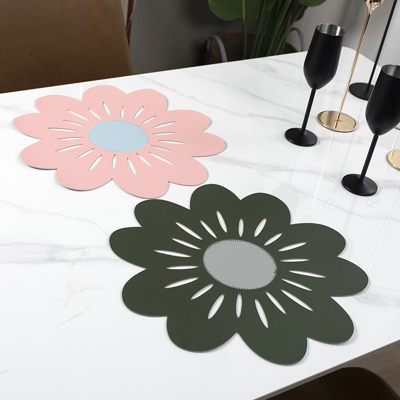 Stylish PVC Leather Dining Mats Set with Waterproof Coasters