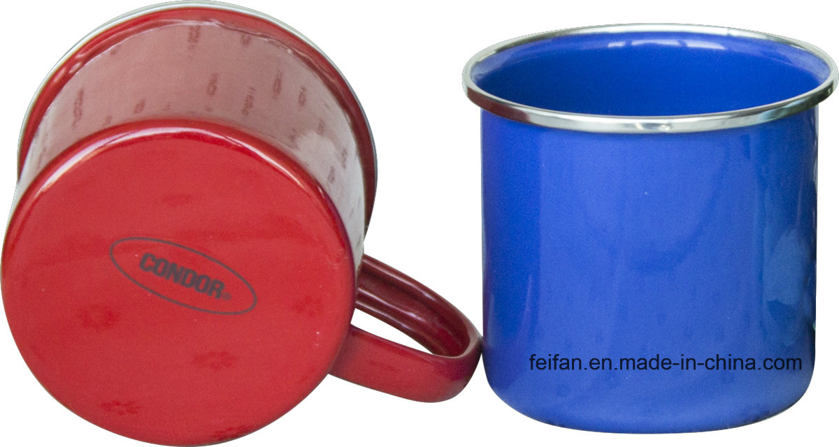 Plain Enamel Mug with Stainless Steel Rim Edge