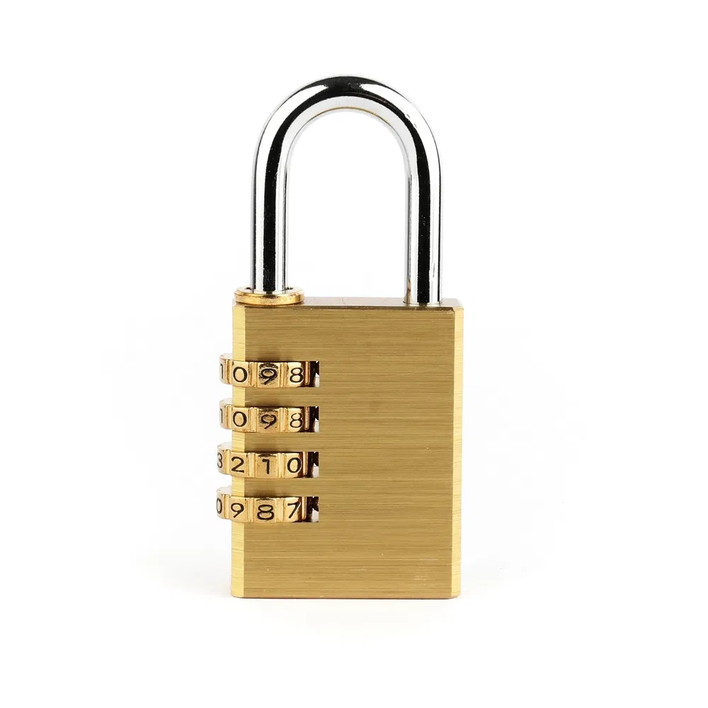 Polished Brass Password 4-Digit Luggage Combination Padlock for Drawer