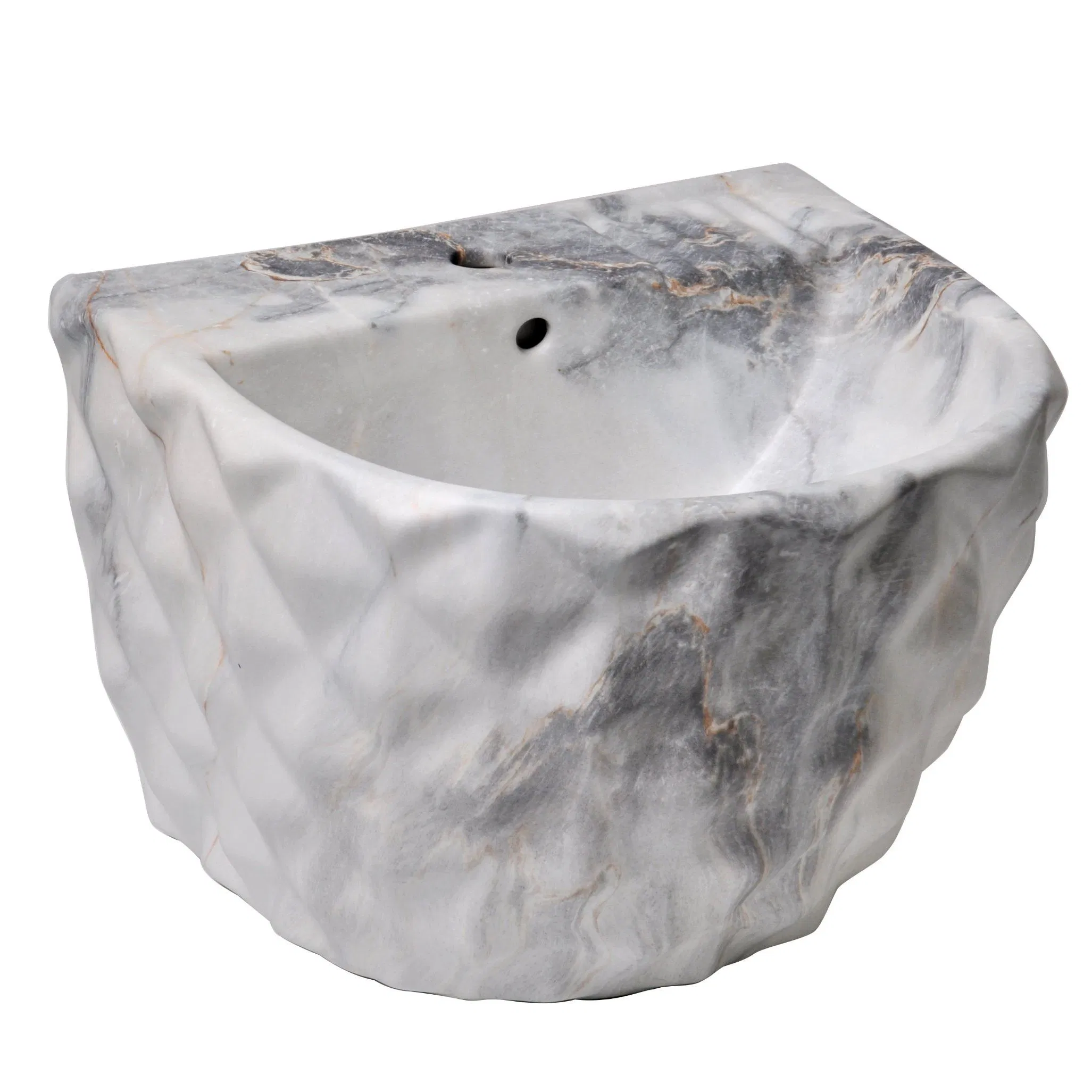 Senhang Hanging Round Shape Ceramic Hand Wash Basin for Bathrooms Oval Wall Hung Basin