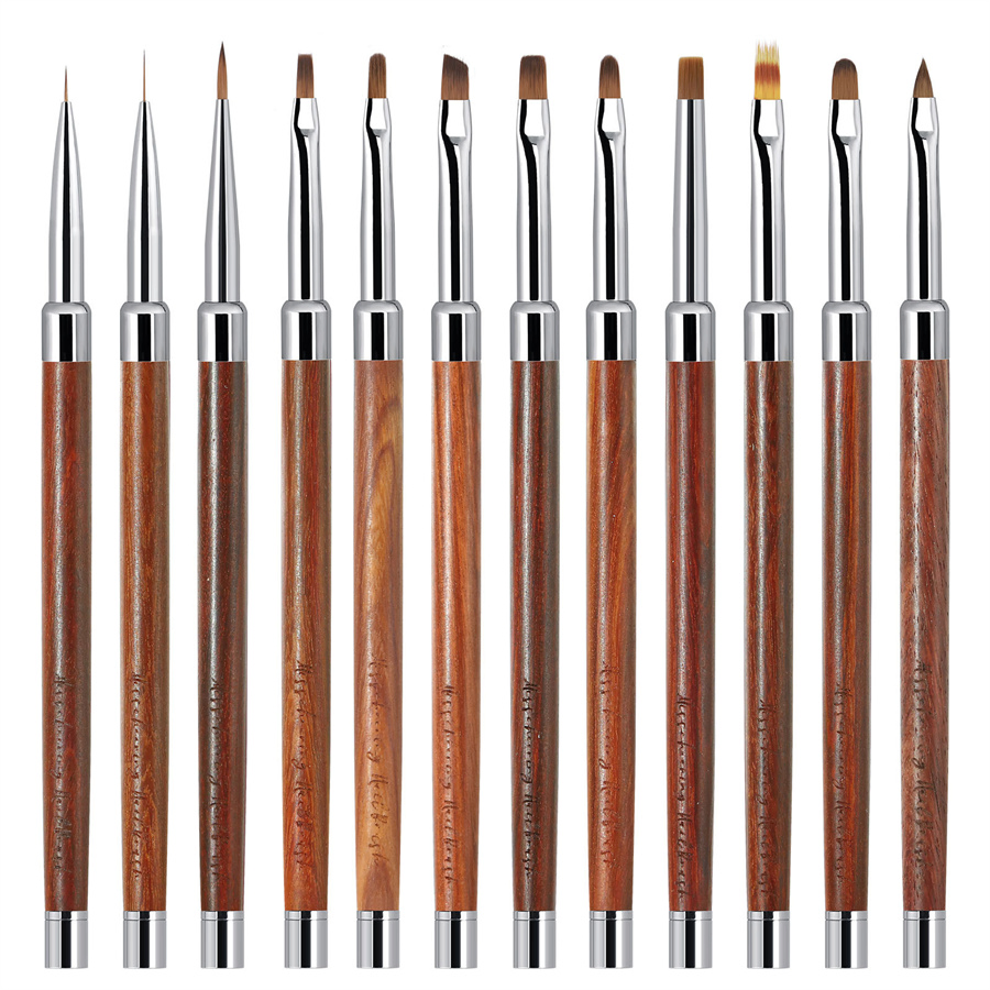 Manufacturer Manicure Pen Set Tool Brush Painted Draw Line Round Head Light Therapy Pen Carved Autumn Chrysanthemum Gradient Blooming Nail Pen
