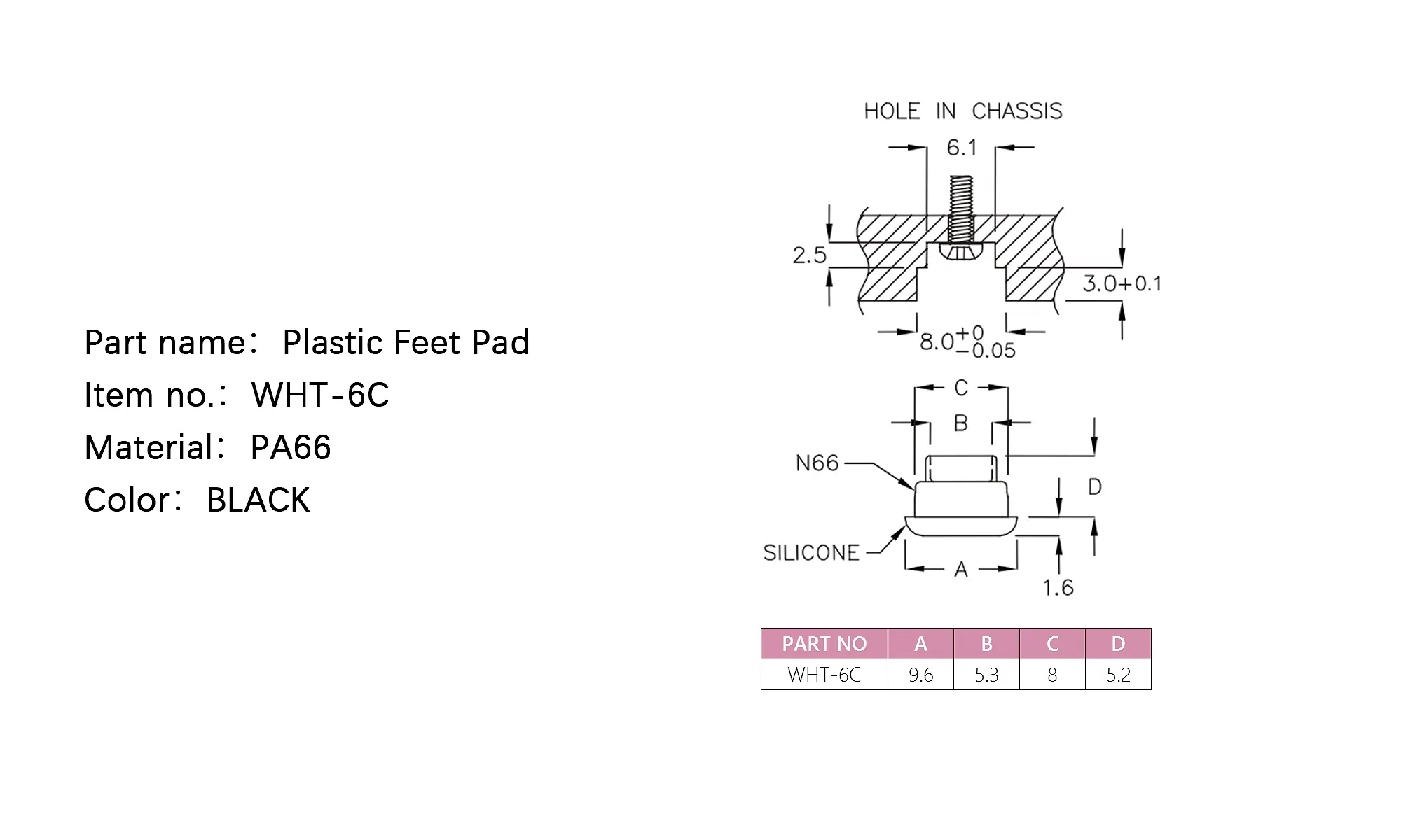 Anti-Slip Plastic Foot Pad Anti Vibration Foot Pads for Electrical Appliance