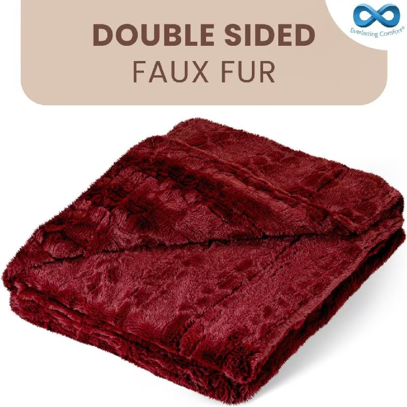 Polyester PV Fleece Faux Fur Fake Bed Linen Embossing Plush Blanket