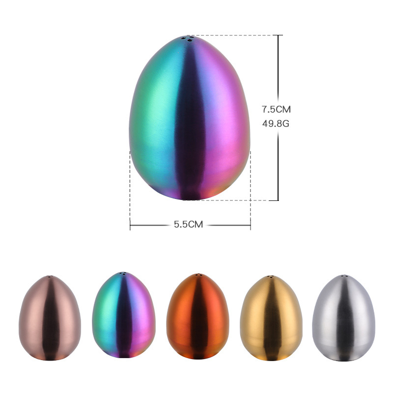 Stainless Steel Egg-Shaped Seasoning Jar Mini Salt Pepper Shaker Metal Spice Bottles