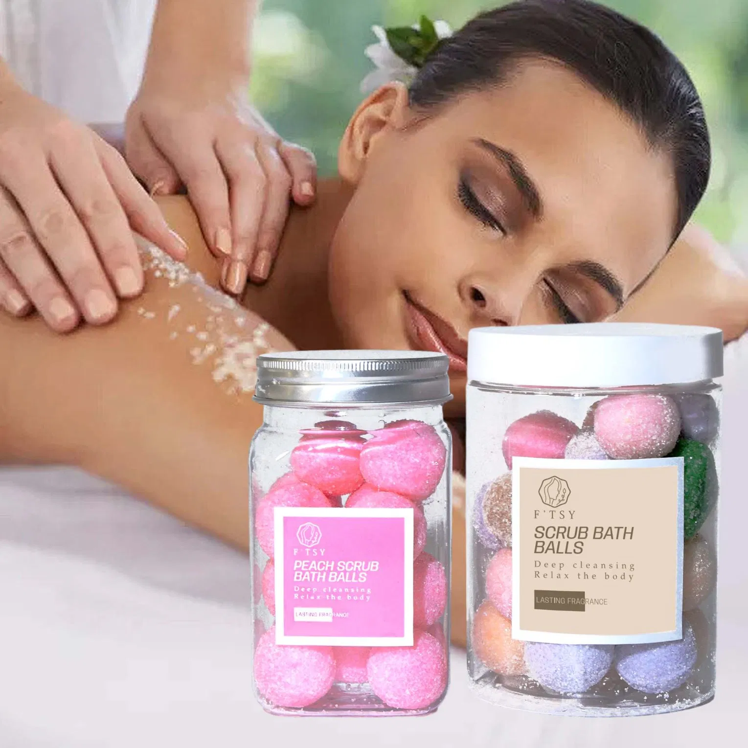 Custom Logo Natural Exfoliating Bath Candy Gentle Cleansing Whitening Sugar Scrub Balls Body Care