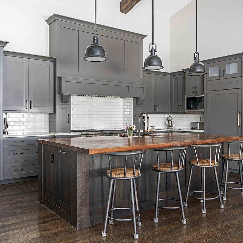 Reclaimed Wood Rustic Kitchen Cabinets with Handcrafted Metal Hardware