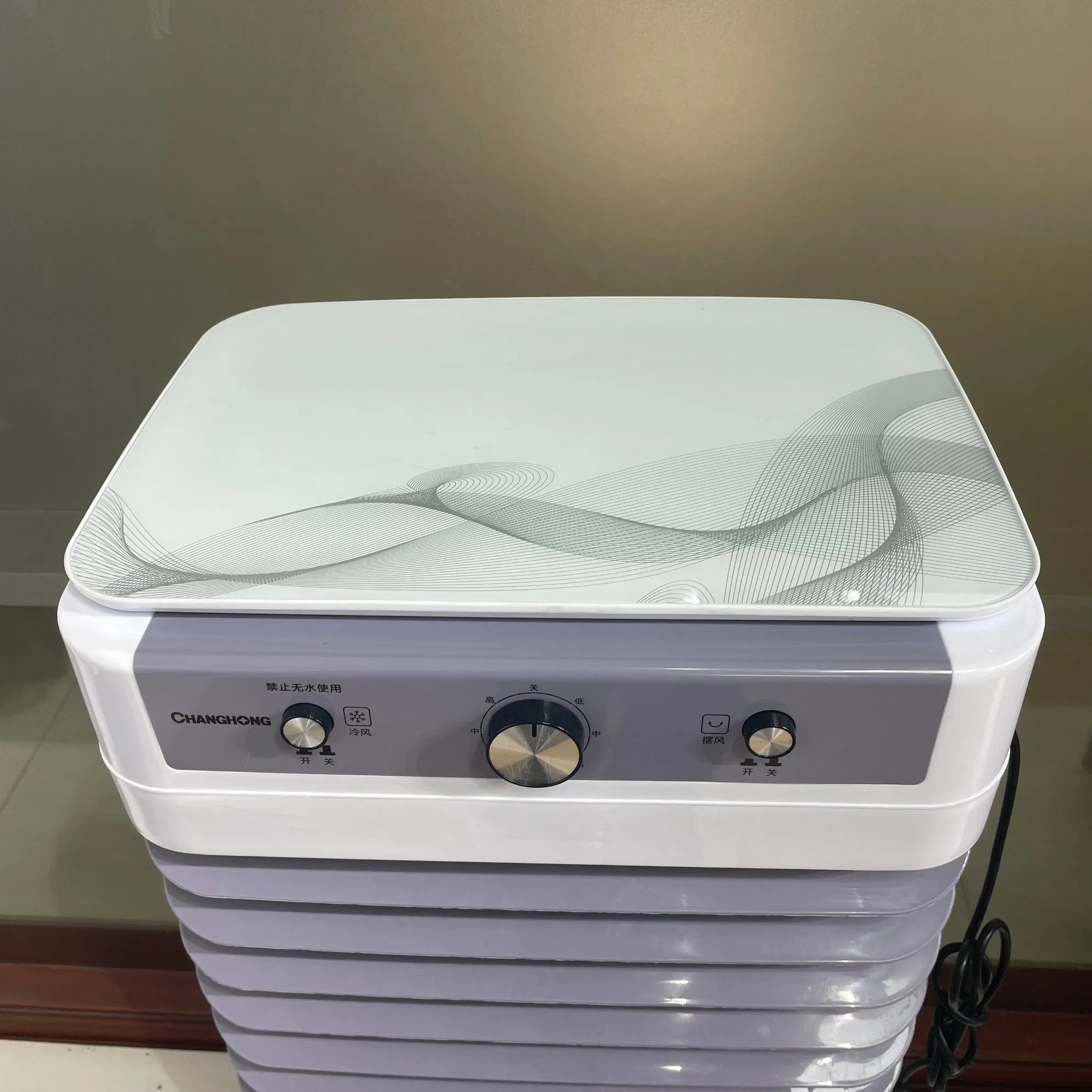 Hot Sale Water Cooling Indoor Floor Air Cooler with Glass Top Cover