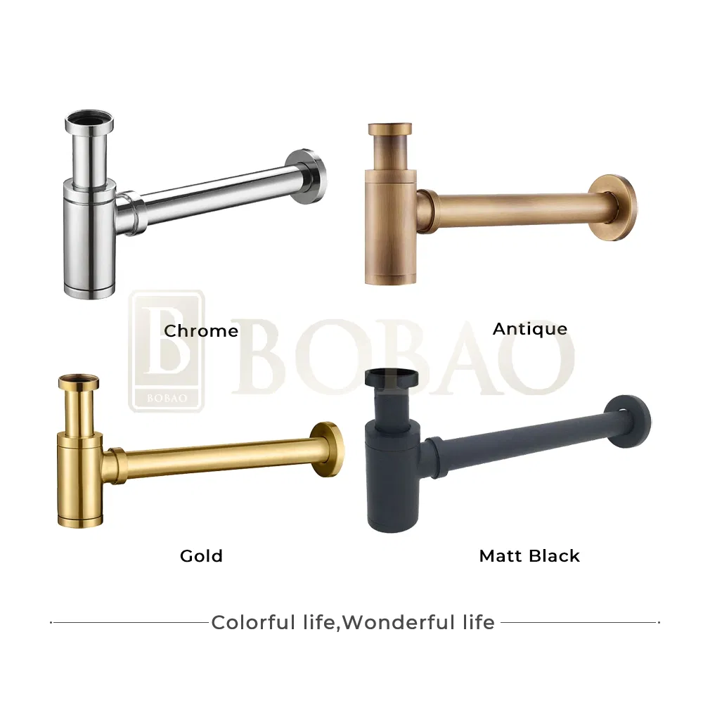 Premium Brass Gold Bottle Trap P-Trap for Contemporary Wash Basins