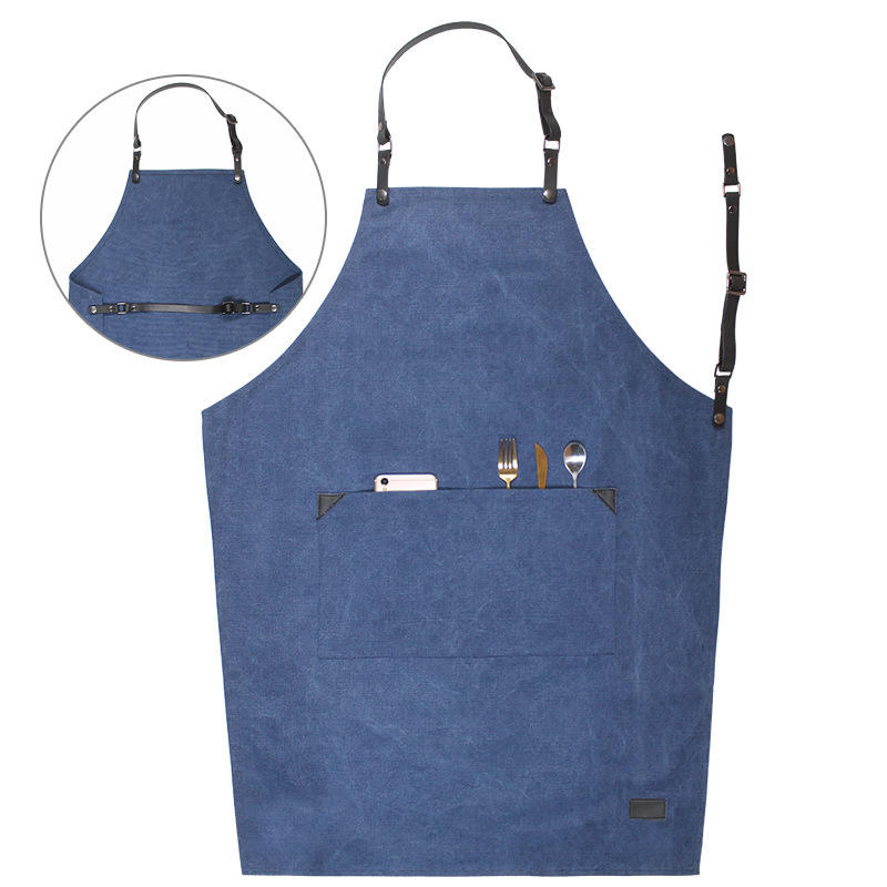Kitchenware Chef Apron Custom Logo Japanese Style with Pocket Customized Printed Logo Durable Apron Bib Canvas Kitchen Apron