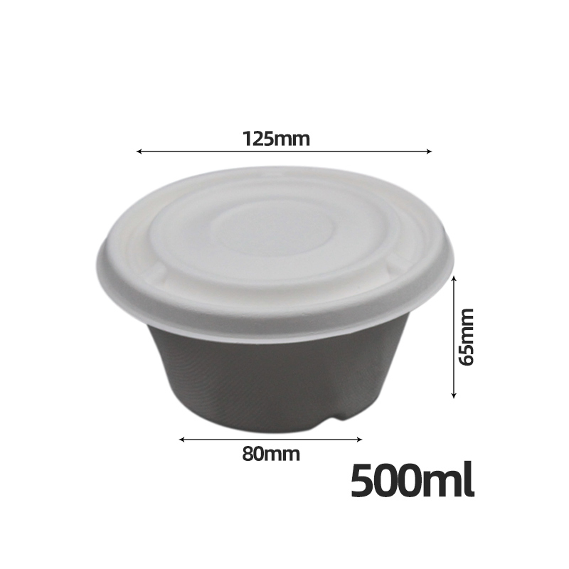 Plastic Free Disposable Sugarcane Tableware Bagasse Bowl with Lid