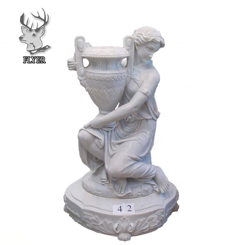 Factory Direct Price Garden Stone Carving Flowerpot Sculpture Classic Design Handmade Antique White Marble Flowerpots