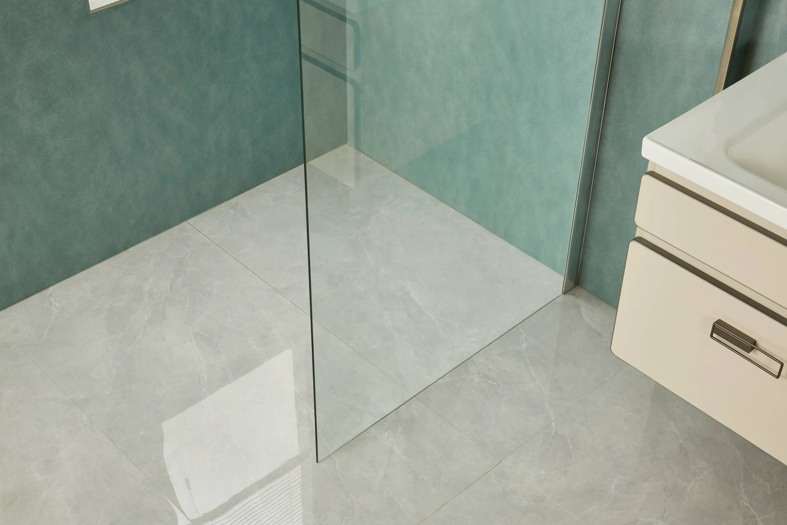 Frameless Clear Tempered Glass Black Profile Walk in Shower Screen Shower Door