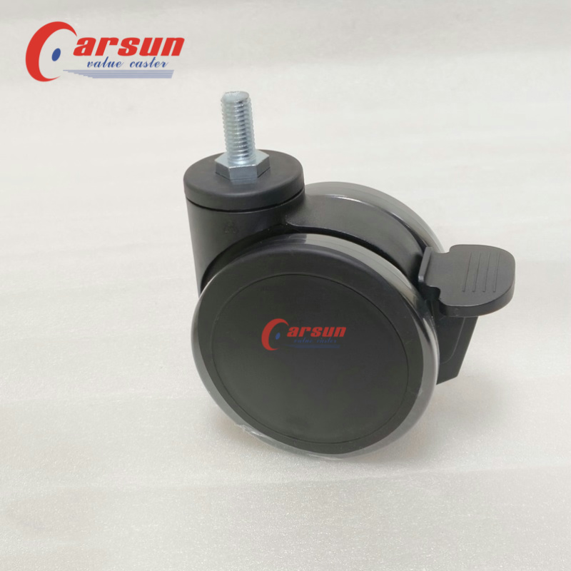 4 Inch Black Medical Casters Brakes Rigid PU Nylon Stem Casters Hospital Laboratory Equipment Instruments Customizable OEM 100mm