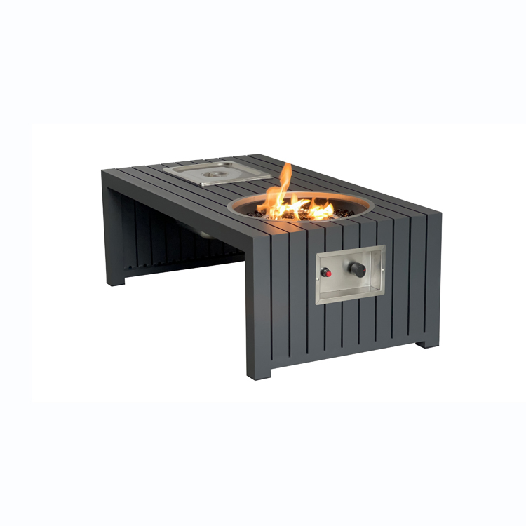 Terrace Courtyard Villa Garden Aluminum Outdoor Coffee Fire Pit Table with Ice Bucket