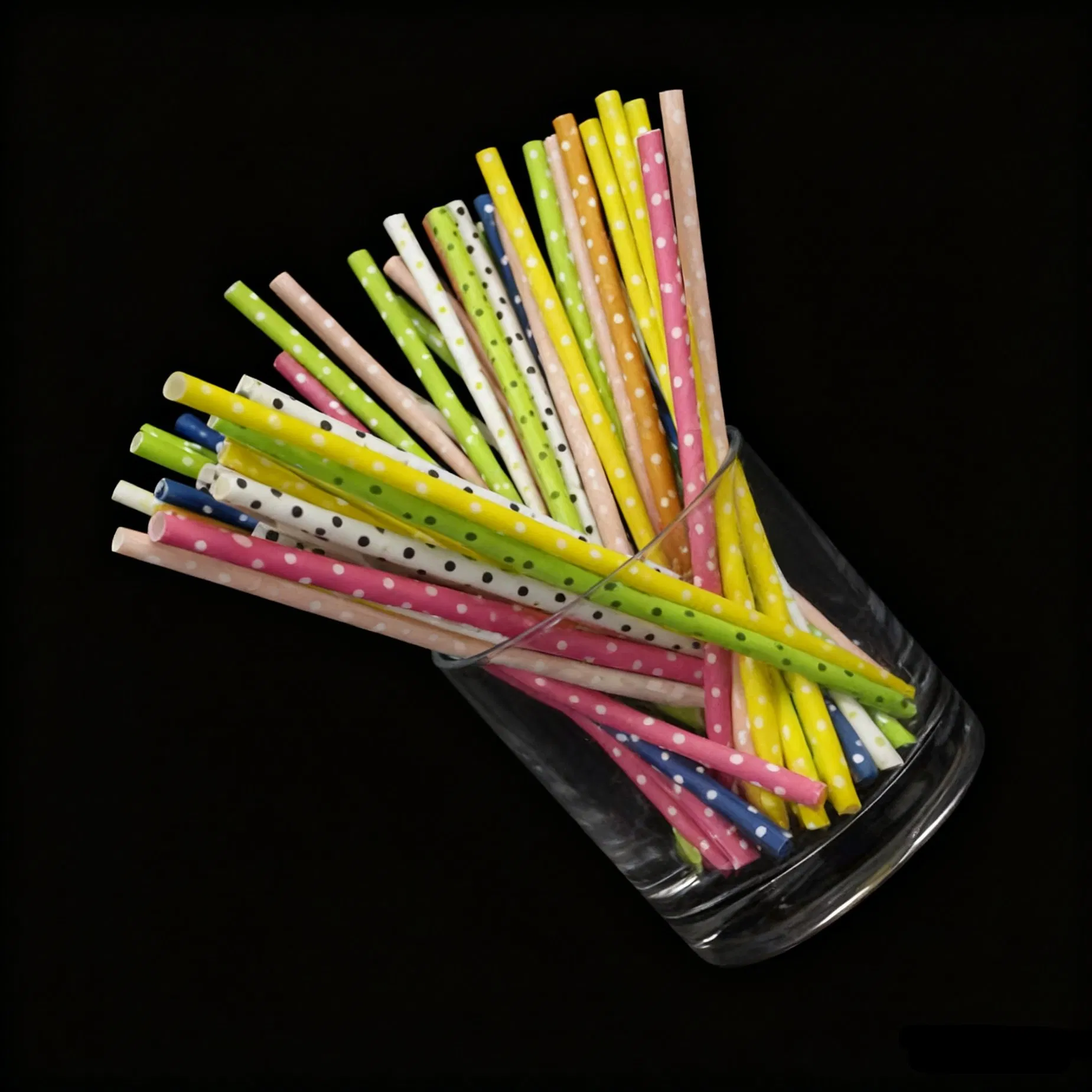 Biodegradable Wrapped Iridescent Thin Fancy Floral Patterned Personalize Disposable Paper Straw