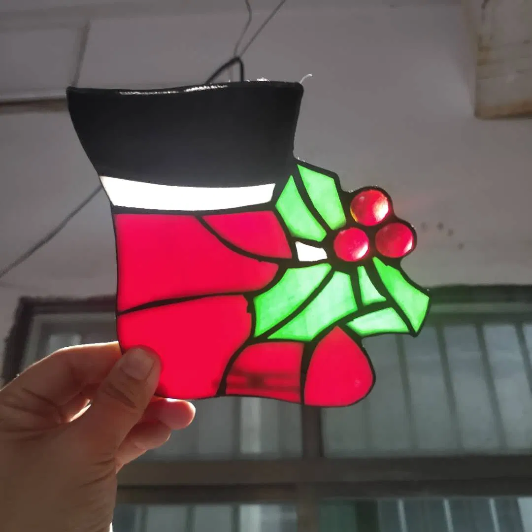 Elegant Stained Glass Panels for Christmas Sock Night Lighting