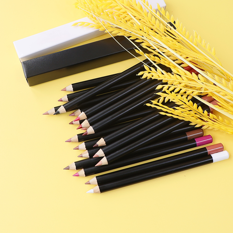 Vegan Black Lip Liner Pencil Private Label Makeup Wood Lip Liner Pencil Custom Logo Brown Lipliner