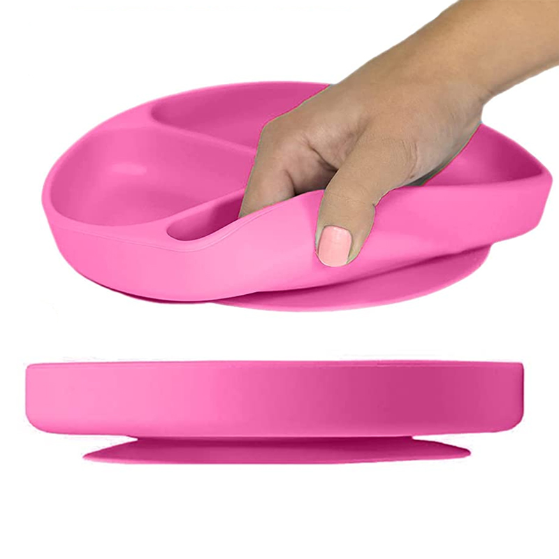 Custom Logo BPA Free 100% Silicone Divided Dinner Suction Plates for Babies