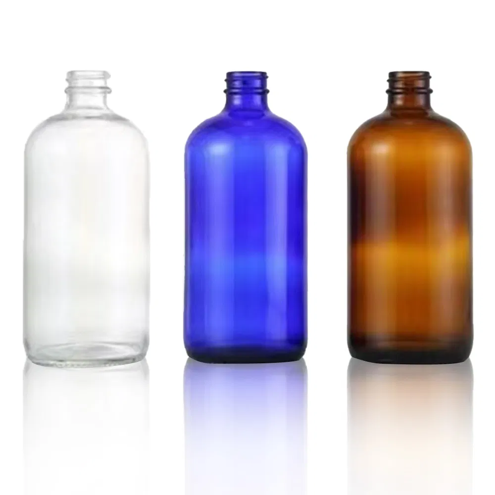 Premium 16oz Multicolor Boston Round Glass Bottles for Chemicals